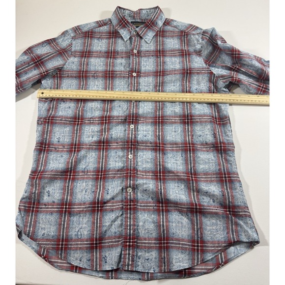 Cremieux Premium Denim shirt Size Large Long sleeve bandanna Paisley patter - Picture 5 of 7